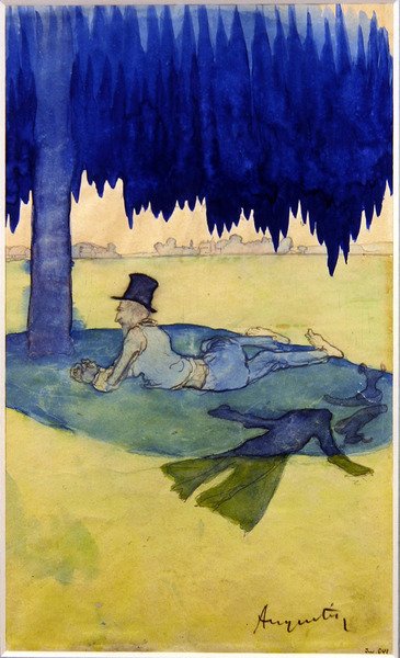 Mann i ly under et tre, ca. 1887 (akvarell på papir) av Louis Anquetin