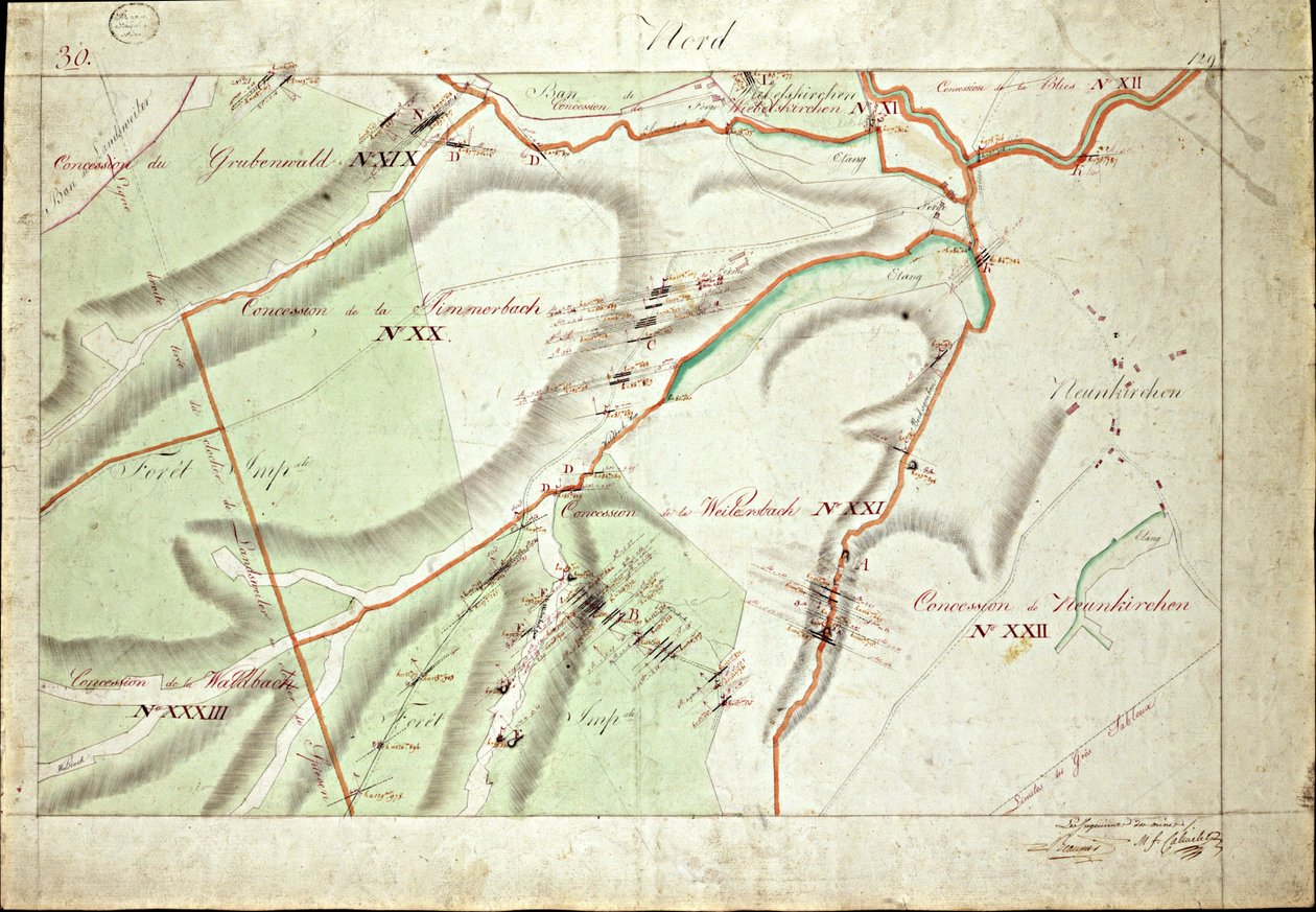 Atlas av kullmarkskonsesjoner av Saar av fru Beaunier & Calmelet, ingeniører i gruvekorpset. av Louis Antoine Beaunier