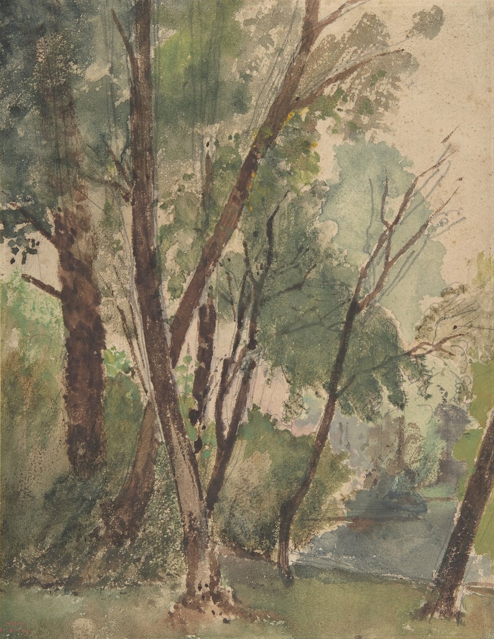 Trær ved siden av en dam, 1853-1878. av Louis Antoine Leon Riesener