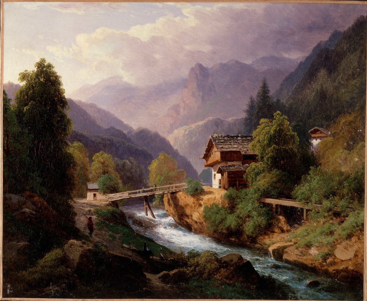 Landskap i Sveits Maleri av Augustus Louis Lapito (1803-1874) Privat samling fra 1800-tallet av Louis Auguste Lapito