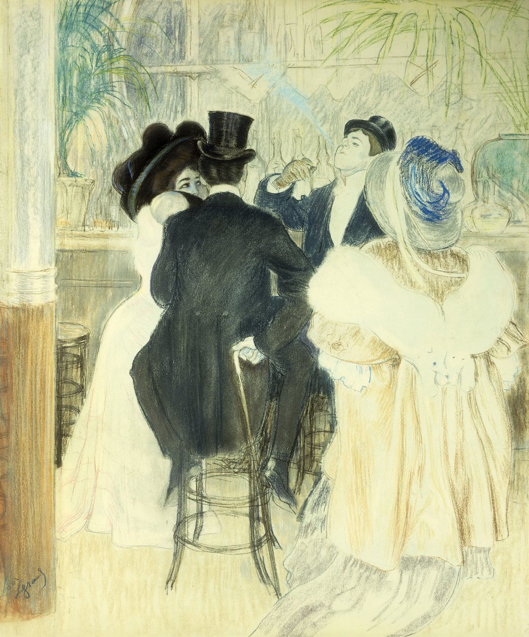 Figurer på en kafé (pastell på papir) av Louis Auguste Mathieu Legrand