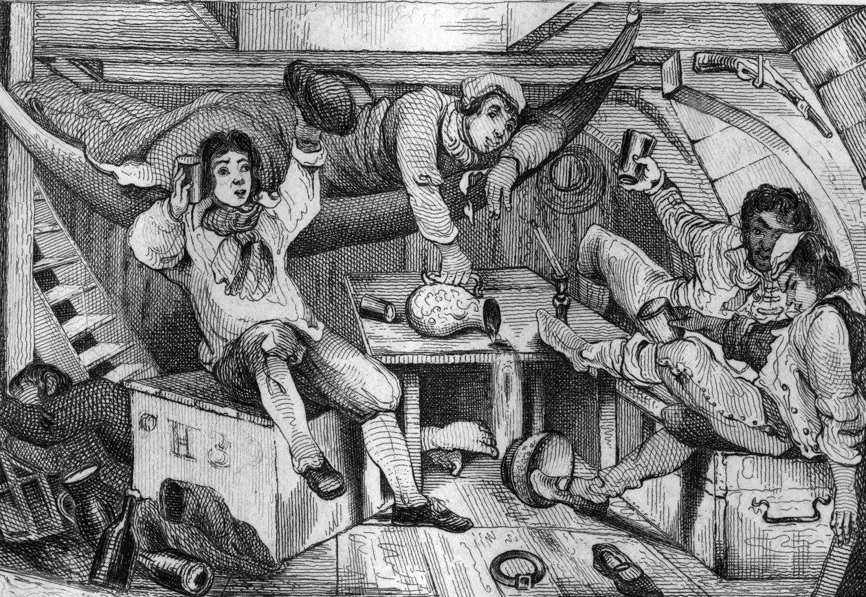 I was drunk and in a night of debauche I drowned all my repentants... engraving after M. de Sainson