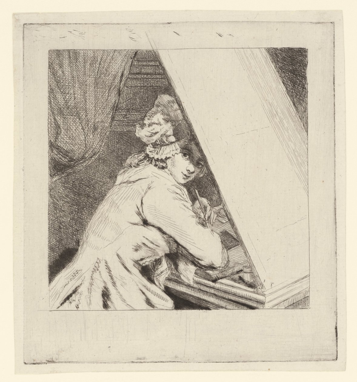 Portrett Marie-Lambertine Coclers, ved blad vituur av Louis Bernard Coclers