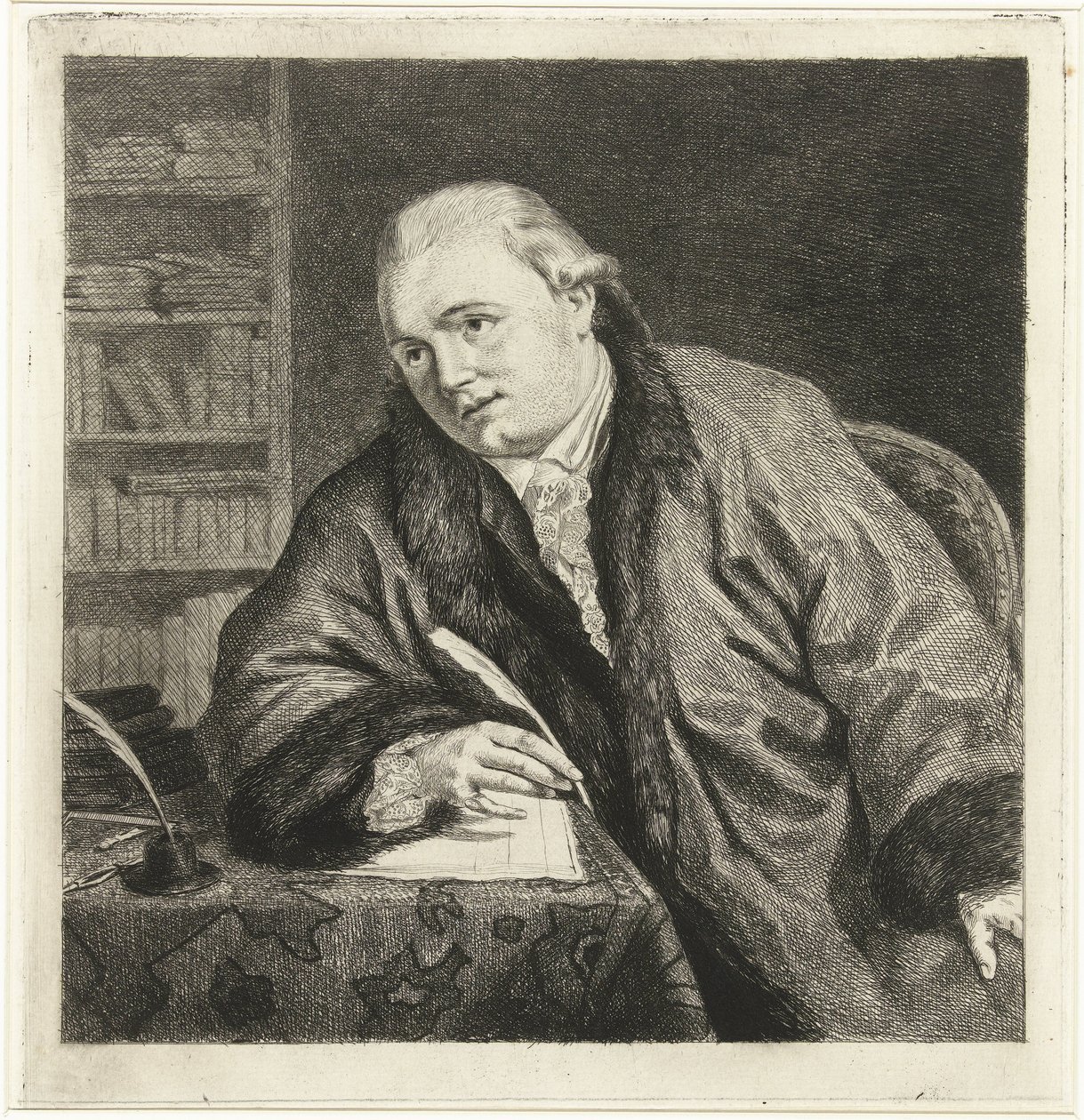 Portrett av komponisten og etseren Johan Antoni Kauclitz Colizzi av Louis Bernard Coclers