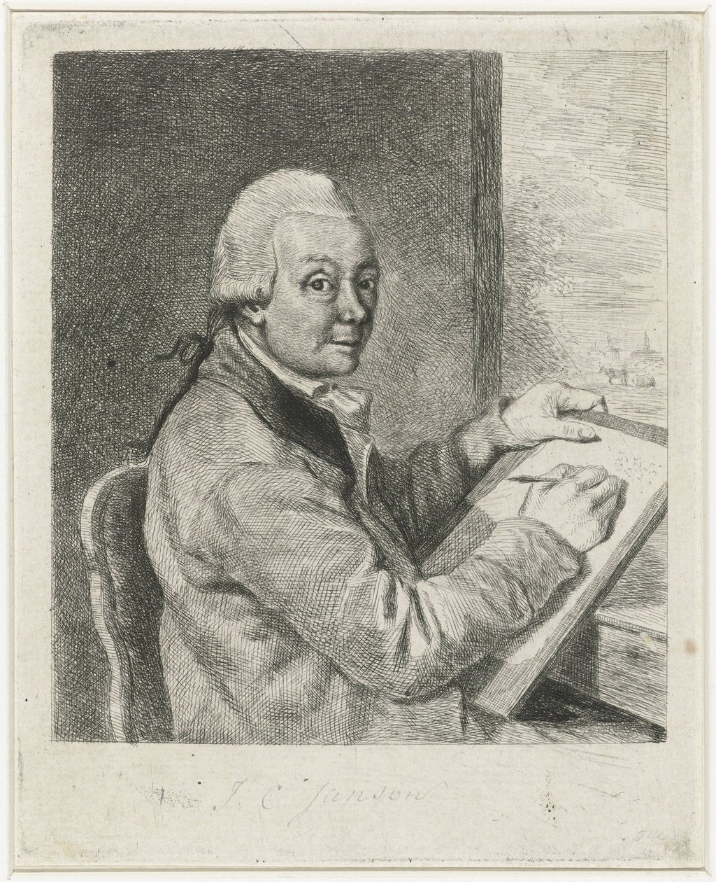 Portrett av kunstneren Johannes Janson, tegning av Louis Bernard Coclers