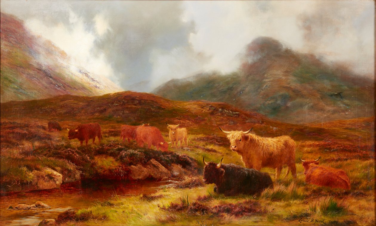 Moorland at Clachaig, Glencoe (olje på lerret) av Louis Bosworth Hurt