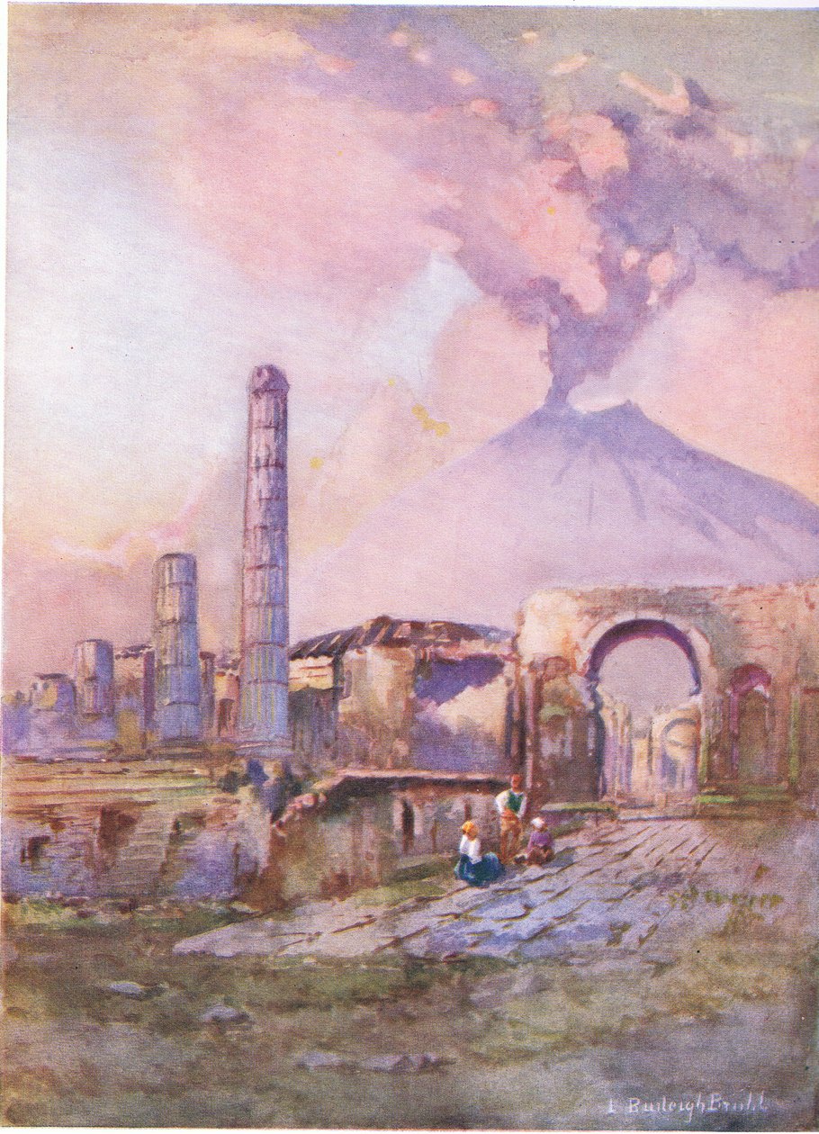 Pompeii: Vesuv i det fjerne, fra Hutchinsons Picturesque Europe utgitt av Hutchinson & Son, ca. 1930 av Louis Burleigh Bruhl