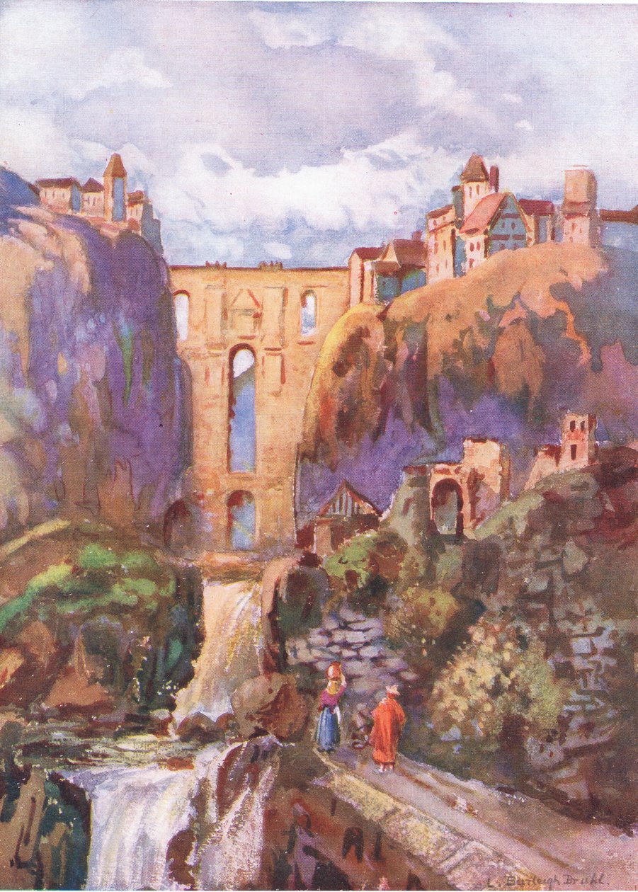 Tajo Ronda, fra Hutchinsons Picturesque Europe utgitt av Hutchinson & Son, ca. 1930 av Louis Burleigh Bruhl