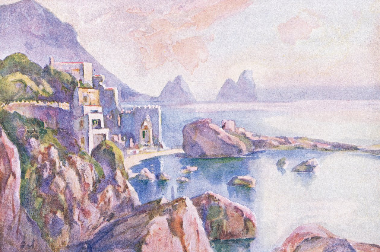 Øya Capri, fra Hutchinsons Picturesque Europe utgitt av Hutchinson & Son, ca. 1930 av Louis Burleigh Bruhl