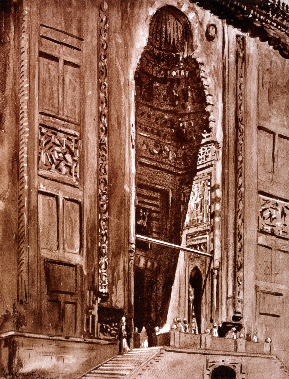 Inngang til moskeen til Sultan Hassan, 1928 av Louis Cabanes