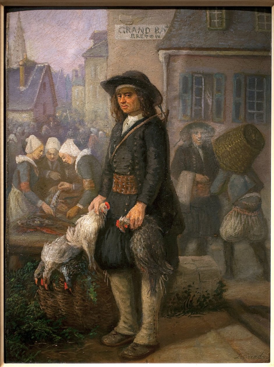 Vandrescene i Bretagne. Maleri av Louis Caradec (1802-1888). Olje på lerret, ca 1850. Bretonsk museum i Quimper. av Louis Caradec