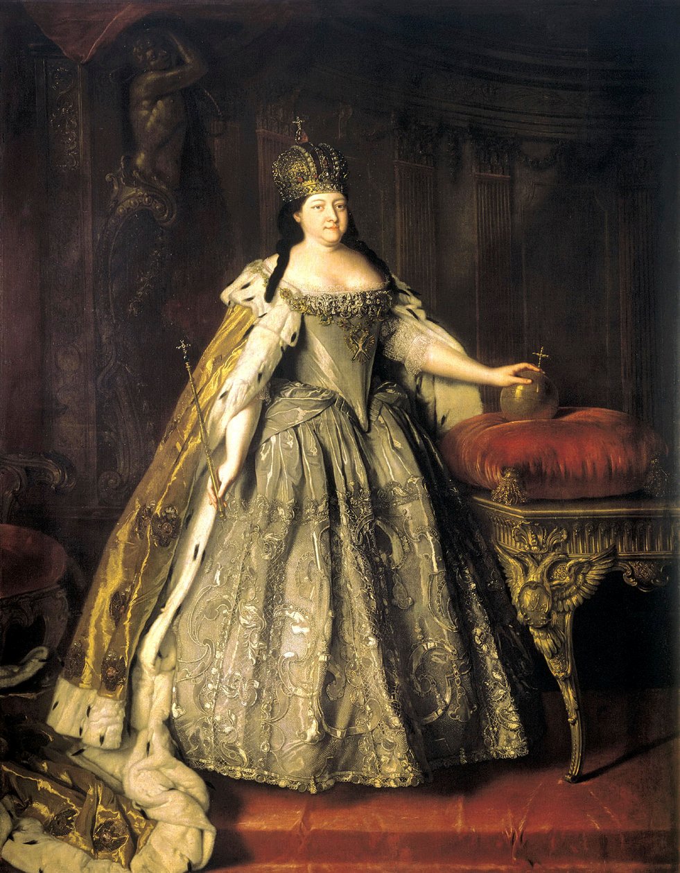 Portrett av keiserinne Anna Ioannovna, 1693-1740, 1730. av Louis Caravaque