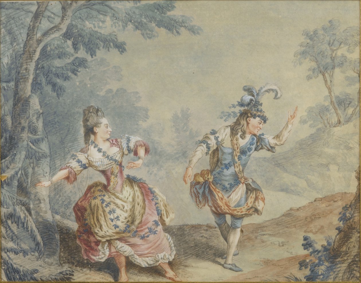 Marie Allard og Jean Dauberval i operaballetten Silvie av Louis Carrogis dit Carmontelle