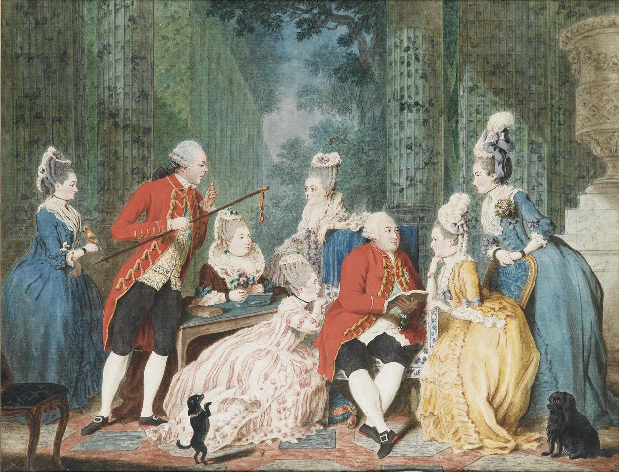 Society i Palais Royal, ca 1775 av Louis Carrogis dit Carmontelle