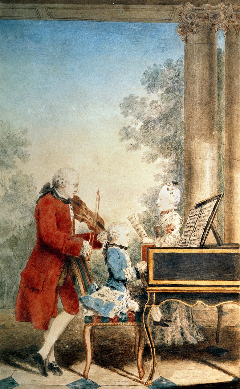Leopold Mozart (1719-87) og hans to barn, Wolfgang Amadeus (1756-91) og Maria-Anna, kjent som 