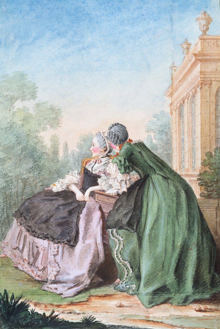 Madame d'Epinay og Madame de Meaux (akvarell) av Louis Carrogis Carmontelle