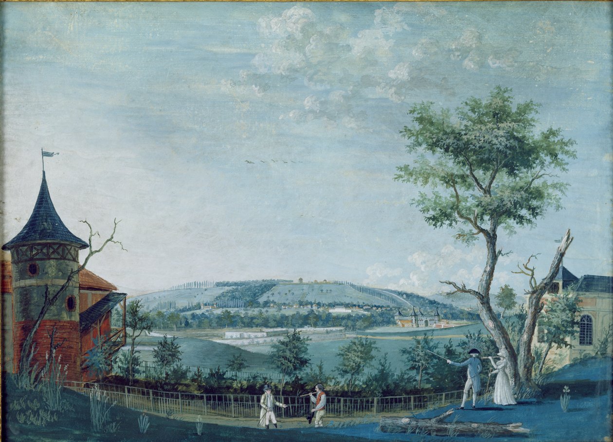 Eremitasjen og det gamle slottet i parken ved Le Raincy, 1754-93 av Louis Carrogis dit Carmontelle