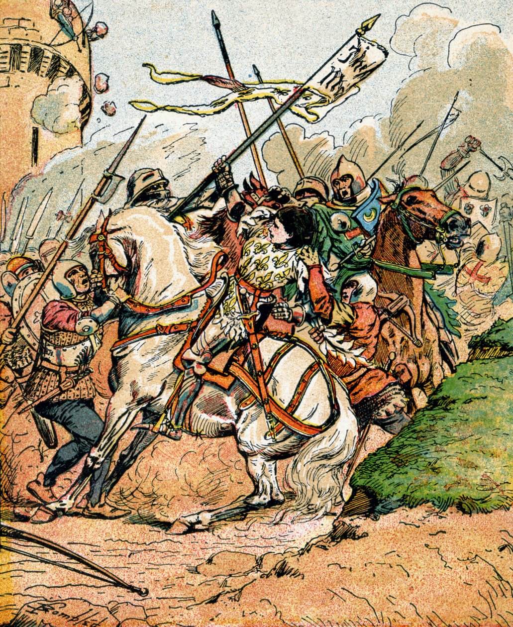Fangst av Jeanne d'Arc i Compiegne, ca. 1900 (illustrasjon) av Louis Charles Bombled