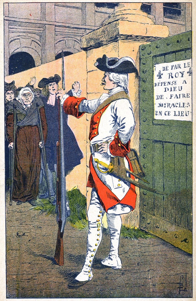 Nedleggelse av kirkegården i Saint Medard i Paris 1732 av Louis Charles Bombled