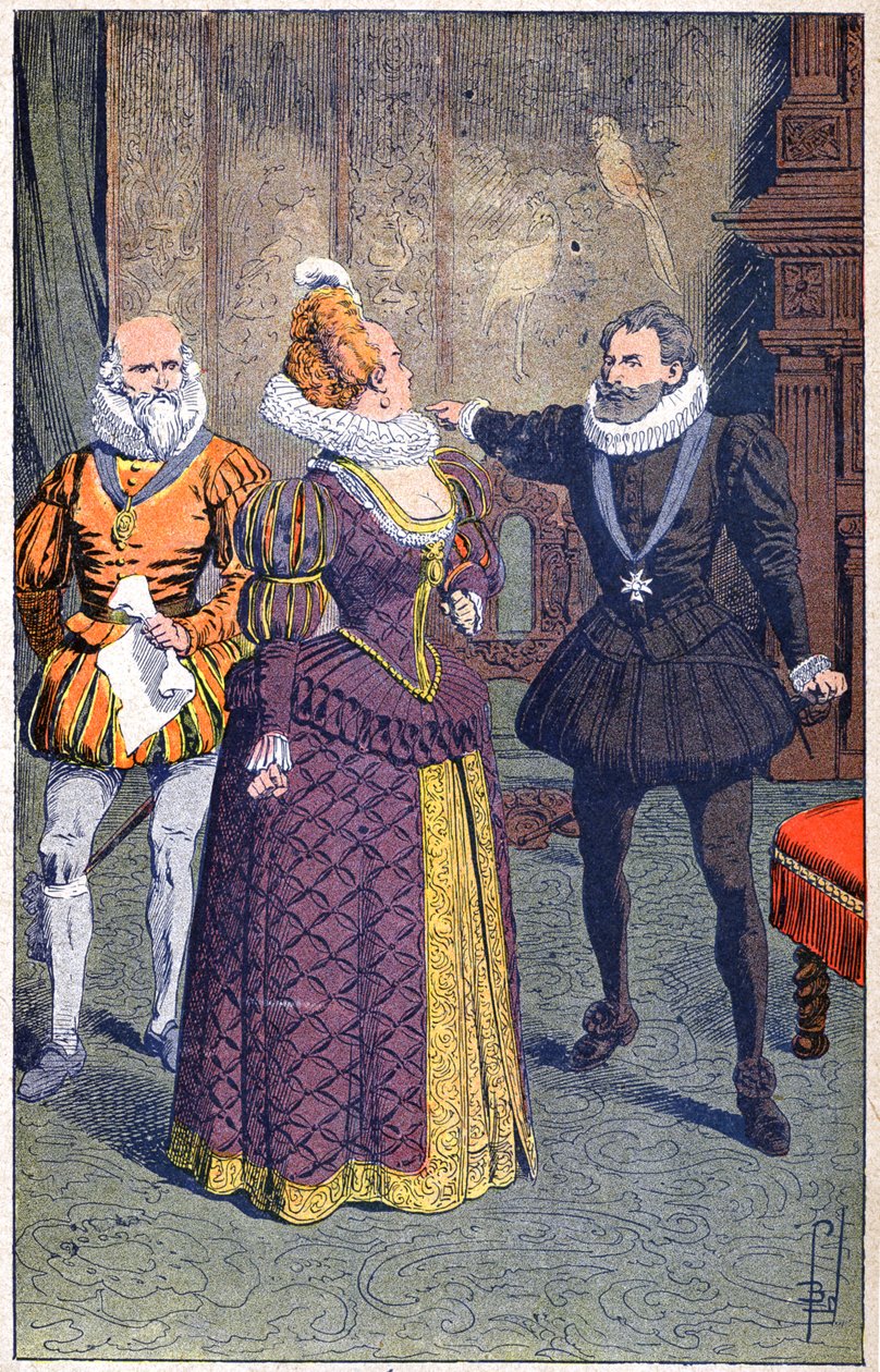 Henri IV og Gabrielle d'Estrees av Louis Charles Bombled