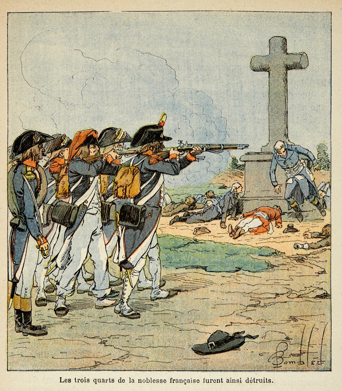 Illustrasjon av Bombled Louis (1862-1927) fra boken "The Memorial of Saint Helene" av grev Emmanuel de Las Cases (1766-1842): Des chouans shootout under the Vendee War, Private Collection av Louis Charles Bombled