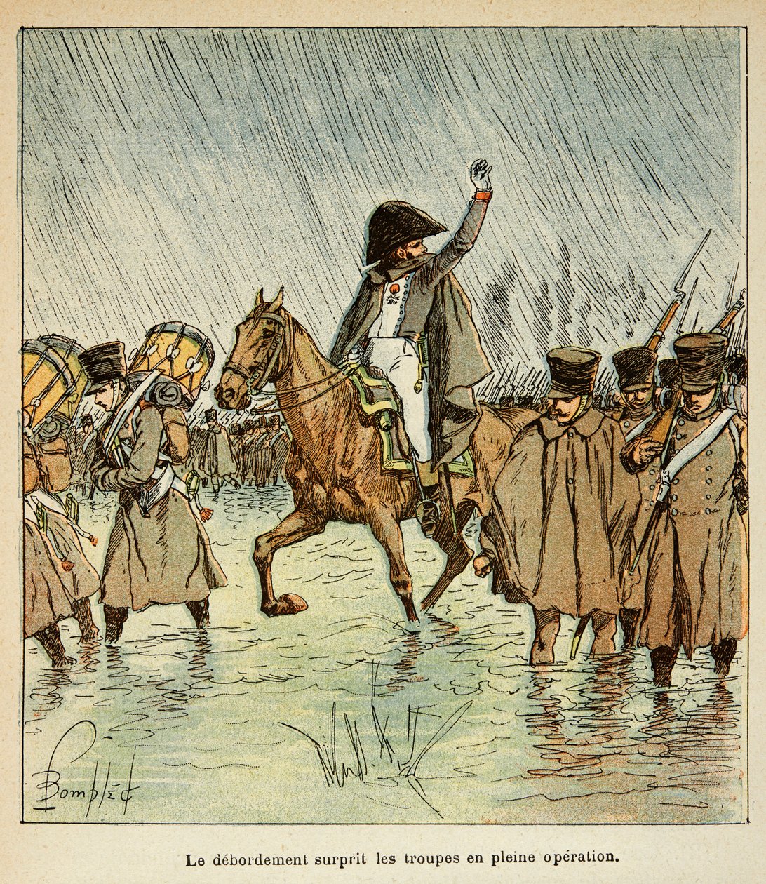 Illustrasjon av Bombled Louis (1862-1927) fra boken "The Memorial of Saint Helene" av grev Emmanuel de Las Cases (1766-1842): The Imperiale Armee i 1813, privat samling av Louis Charles Bombled