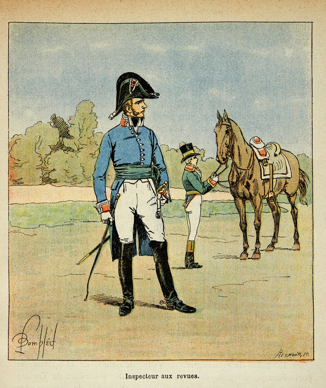 Illustrasjon av Bombled Louis (1862-1927) fra boken "The Memorial of Saint Helene" av grev Emmanuel de Las Cases (1766-1842): Portrett av en inspektør i magasiner, privat samling av Louis Charles Bombled