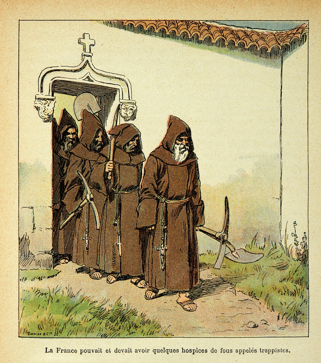 Illustrasjon av Bombled Louis (1862-1927) fra boken "The Memorial of Saint Helene" av grev Emmanuel de Las Cases (1766-1842): Trappister, privat samling av Louis Charles Bombled