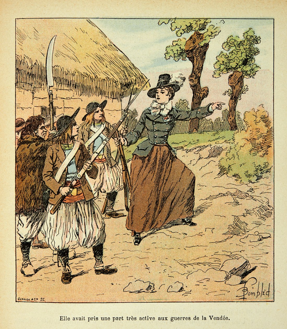 Illustrasjon av Bombled Louis (1862-1927) fra boken "The Memorial of Saint Helene" av grev Emmanuel de Las Cases (1766-1842): War of Vendee, privat samling av Louis Charles Bombled