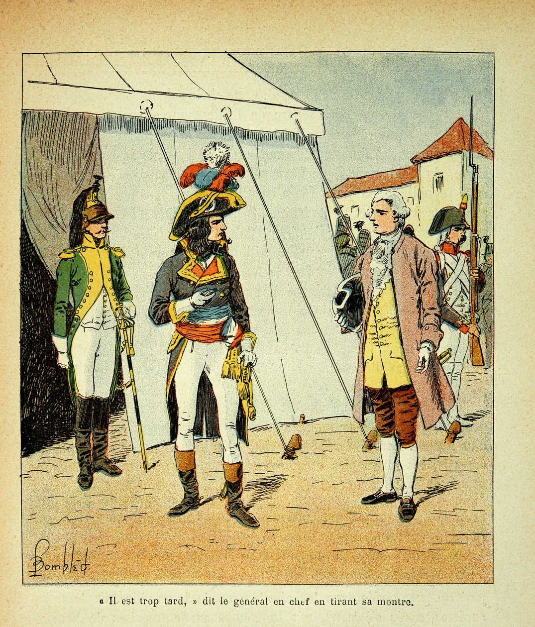 Illustrasjon av Bombled Louis (1862-1927) fra boken "The Memorial of Saint Helene" av grev Emmanuel de Las Cases (1766-1842): Representanten for Venezia prøver å megle med Bonaparte, Private Collection av Louis Charles Bombled