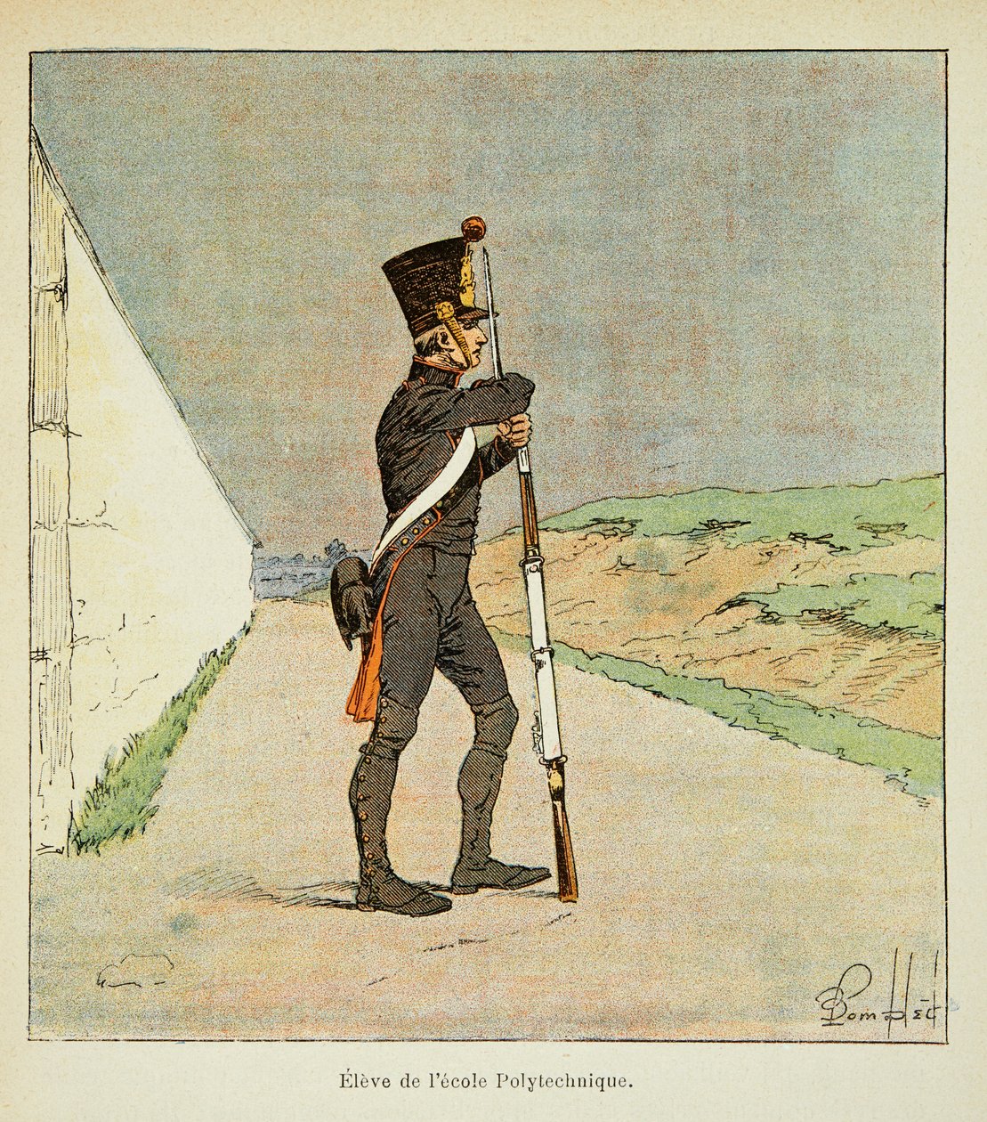 Illustrasjon av bombet Louis (1862-1927) fra boken "The Memorial of Saint Helene" av grev Emmanuel de Las Cases (1766-1842): Student ved Polytechnic School, privat samling av Louis Charles Bombled