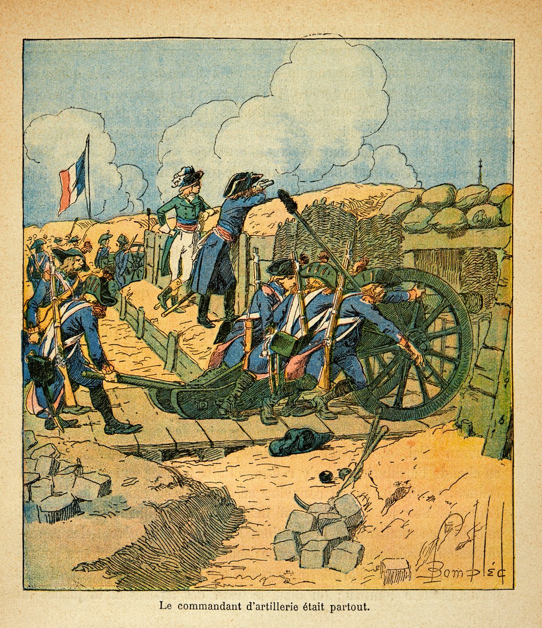 Illustrasjon av bombet Louis (1862-1927) fra boken "The Memorial of Saint Helene" av grev Emmanuel de Las Cases (1766-1842): Napoleon Bonaparte ved setet i Toulon i 1793, privat samling av Louis Charles Bombled