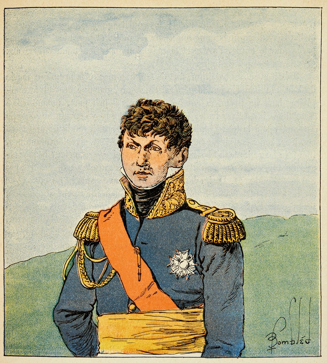 Illustrasjon av bombet Louis (1862-1927) fra boken "The Memorial of Saint Helene" av grev Emmanuel de Las Cases (1766-1842): Portrett av Marechal Victor (Claude Victor Perrin) av Louis Charles Bombled