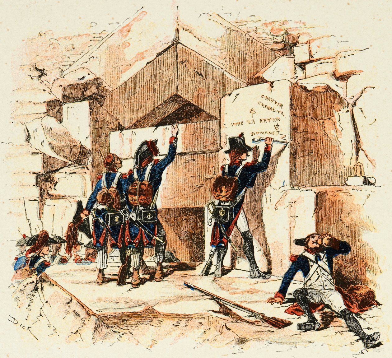 Illustrasjon hentet fra boken "Les heros du Siecle", anekdotiske resiter av Dick de Lonlay og illustrert av Louis Bombled (1862-1927) av Louis Charles Bombled