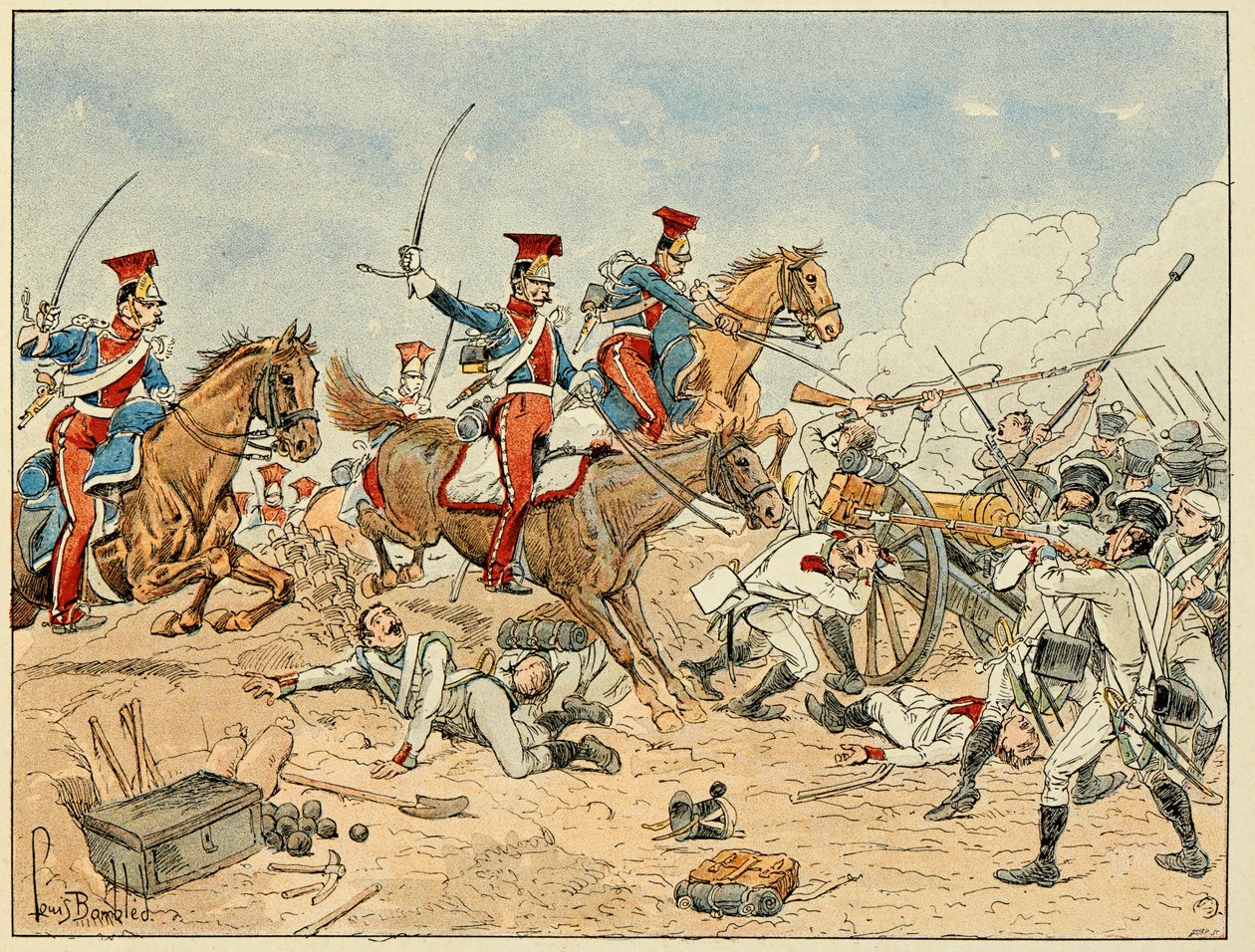 Illustrasjon hentet fra boken "The Heros of the Siecle", anekdotiske resiter av Dick de Lonlay og illustrert av Louis Bombled (1862-1927) av Louis Charles Bombled
