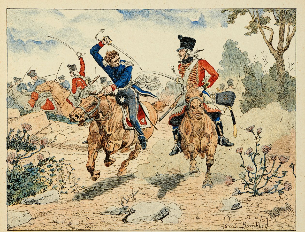 Illustrasjon hentet fra boken "The Heros of the Siecle", anekdotiske resiter av Dick de Lonlay og illustrert av Louis Bombled (1862-1927) av Louis Charles Bombled