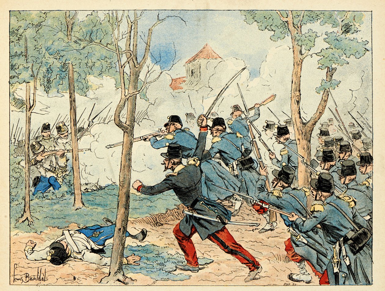 Illustrasjon hentet fra boken "The heros of the century", anekdotiske resiter av Dick de Lonlay og illustrert av Louis Bombled (1862-1927) av Louis Charles Bombled