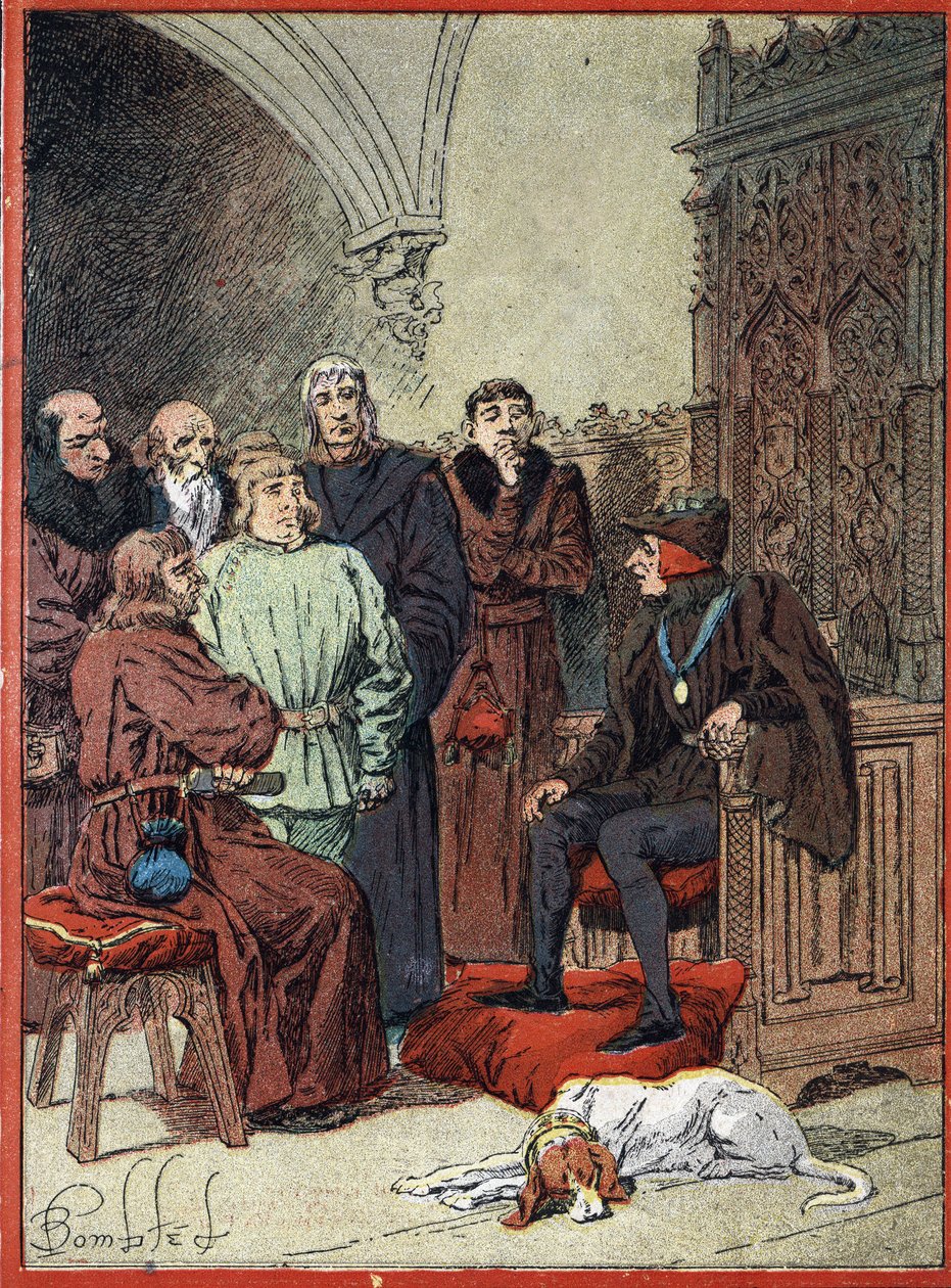 Kong Ludvig XII av Frankrike (1462-1515) mottar borgerskapet i Paris i parloir aux bourgeois, første rådhus i Paris 26.11.1514 (kongen av Frankrike Ludvig XII mottar i "" Parlor of Burgesses"", først rådhuset i Paris representantene for av Louis Charles Bombled
