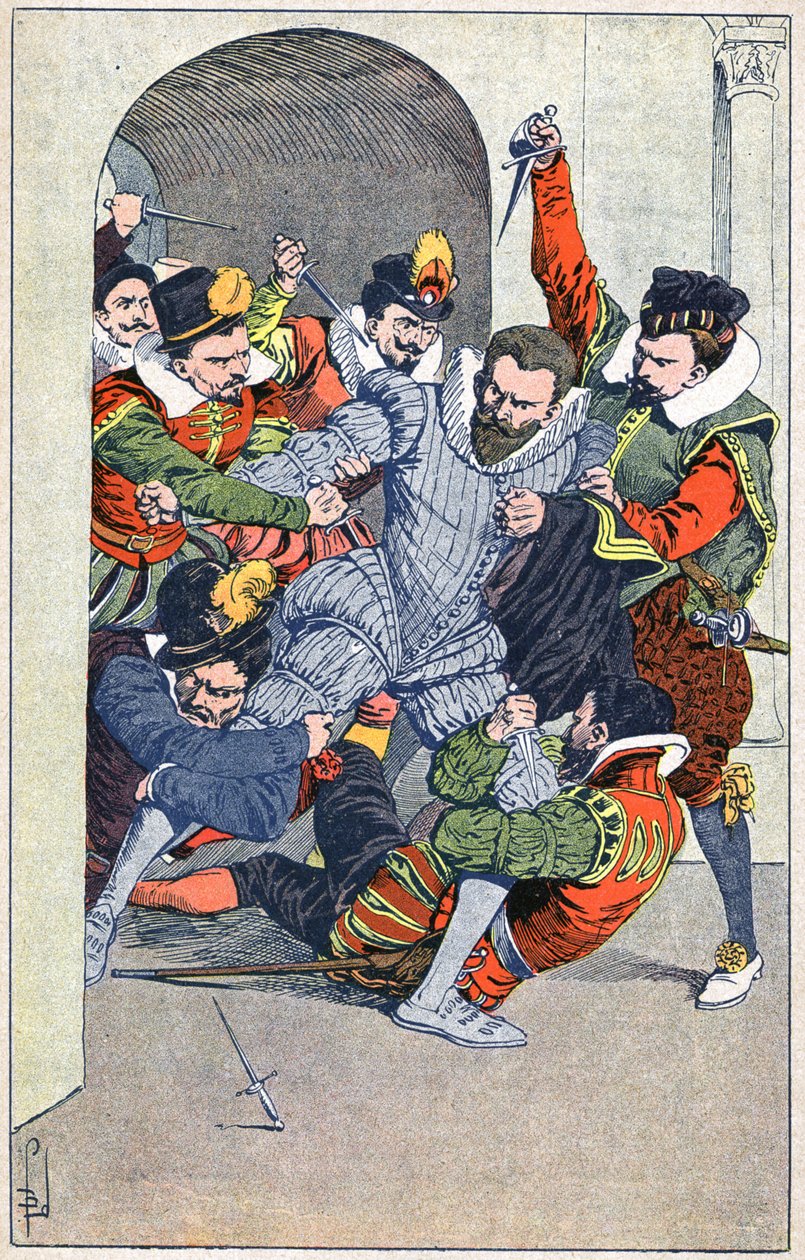 Mordet på Henri I, hertugen av Guise, i Blois i 1588. av Louis Charles Bombled