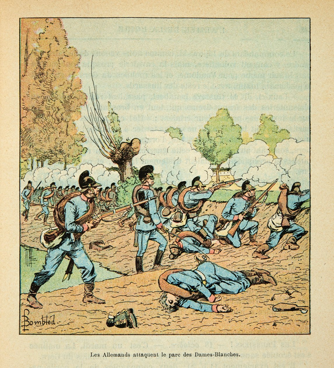 The Army of the Loire av Eugene Sergent, kjent som Grenest, illustrert av Louis Bombled (1862-1927) (fransk-tyske krig; kampanje 1870 -1871): Slaget ved Chateaudun i oktober av Louis Charles Bombled
