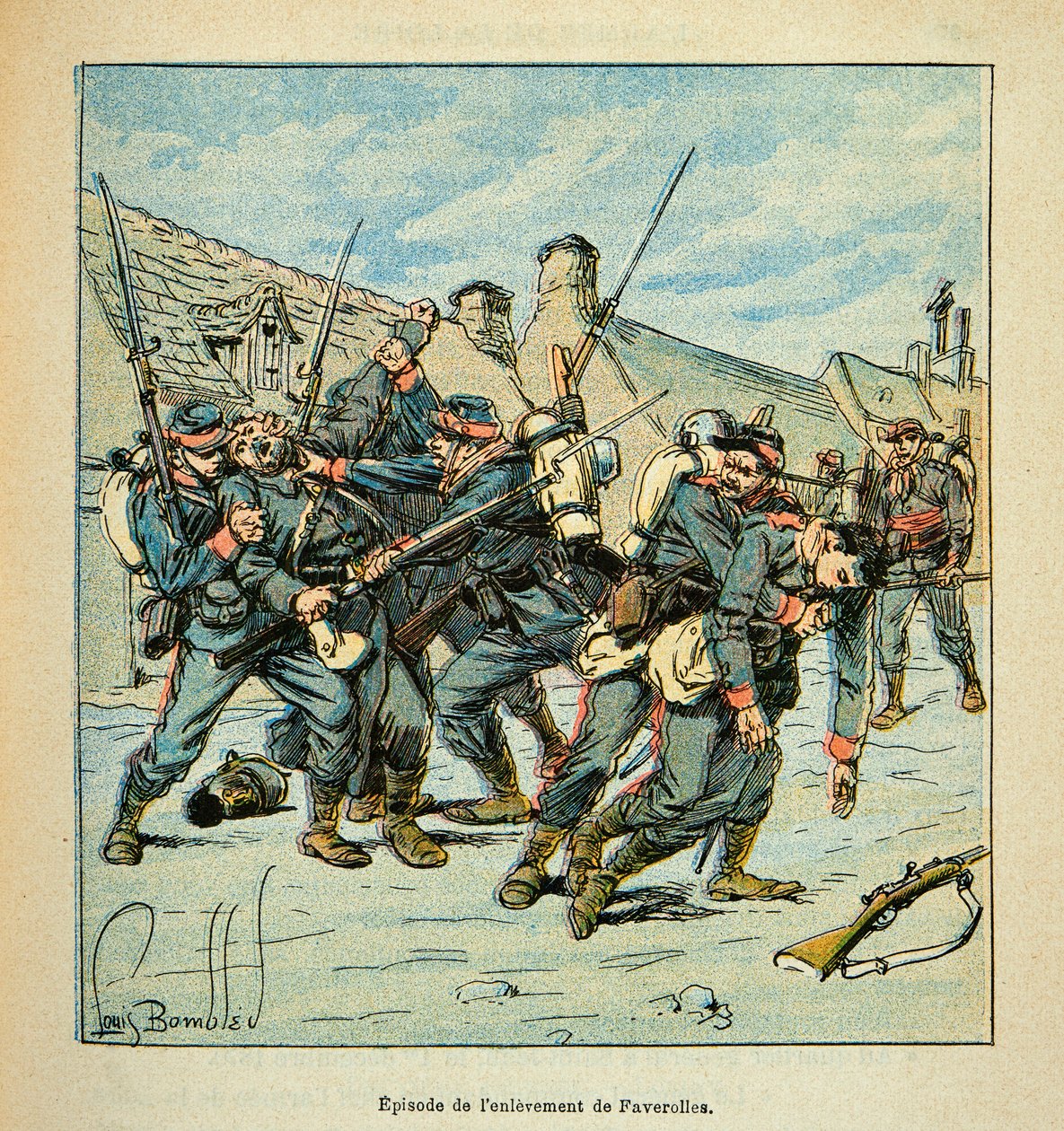 The Armee of the Loire av Eugene Sergent, kjent som Grenest, illustrert av Louis Bombled (1862-1927) (fransk-tyske krig; kampanje 1870 -1871): Kamp mellom prøyssere og franskmenn i 1870, privat samling av Louis Charles Bombled