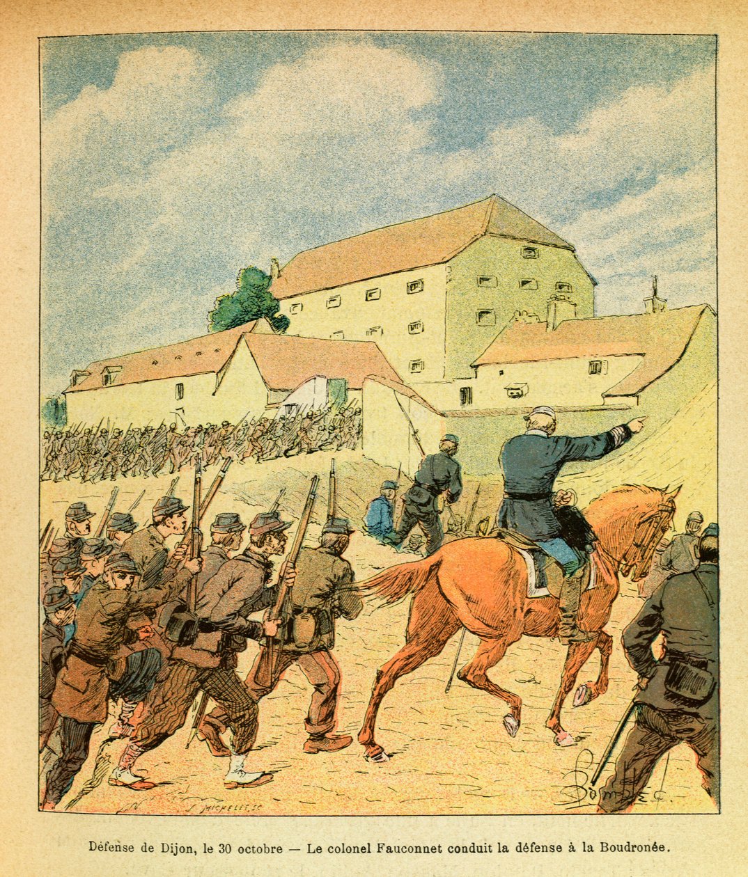 The Eastern Armee of Eugene Sergeant, dit Grenest, illustrert av Louis Bombled (1862-1927) (fransk-tyske krig; kampanje 1870-1871): Forsvar av byen Dijon 30. oktober av Louis Charles Bombled