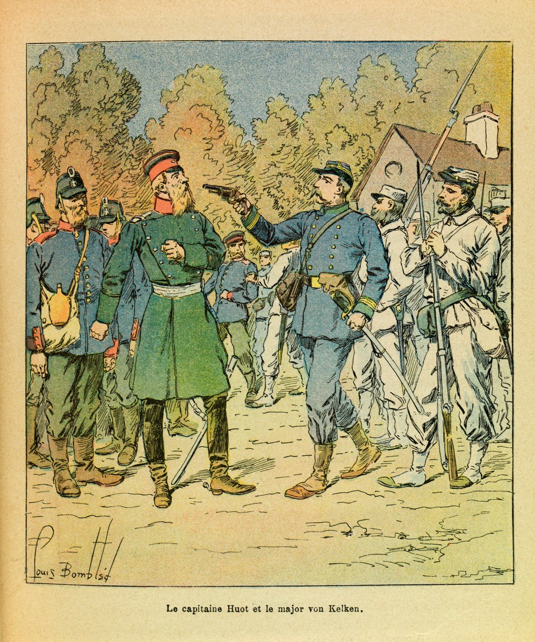 The Eastern Armee of Eugene Sergeant, dit Grenest, illustrert av Louis Bombled (1862-1927) (fransk-tyske krig; kampanje 1870-1871): I Franche Comte fanget kapteinen på Huot Freiciners major Von Kelken under Razes hånd på 30. oktober 1870, Pr av Louis Charles Bombled