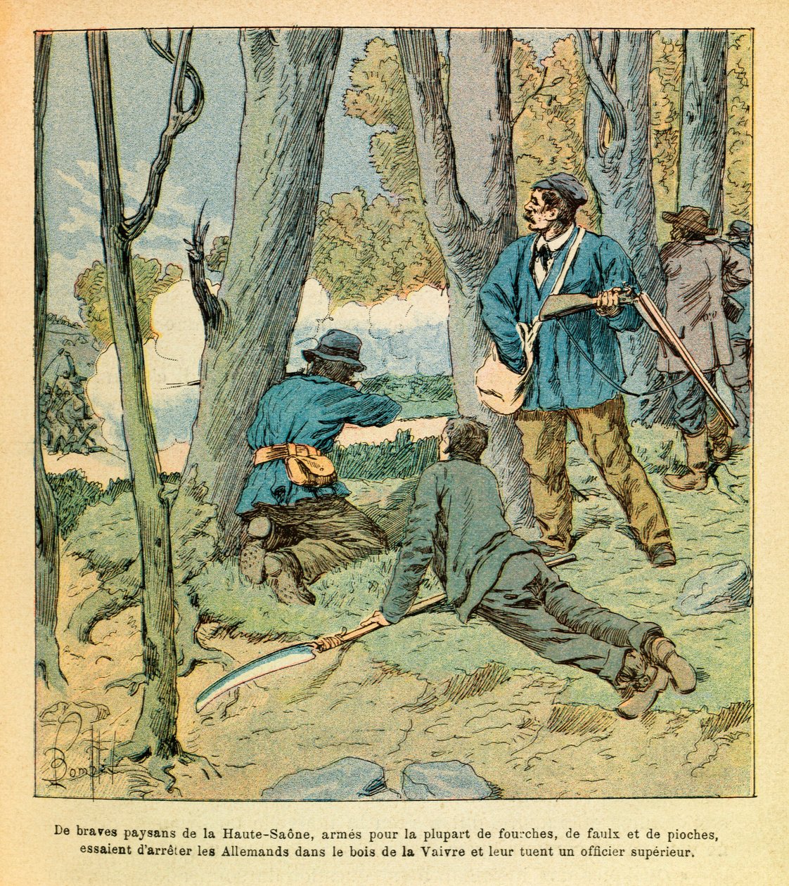 The Eastern Armee of Eugene Sergeant, kjent som Grenest, illustrert av Louis Bombled (1862-1927) (fransk-tyske krig; kampanje 1870-1871): I Seveuve 25. oktober av Louis Charles Bombled