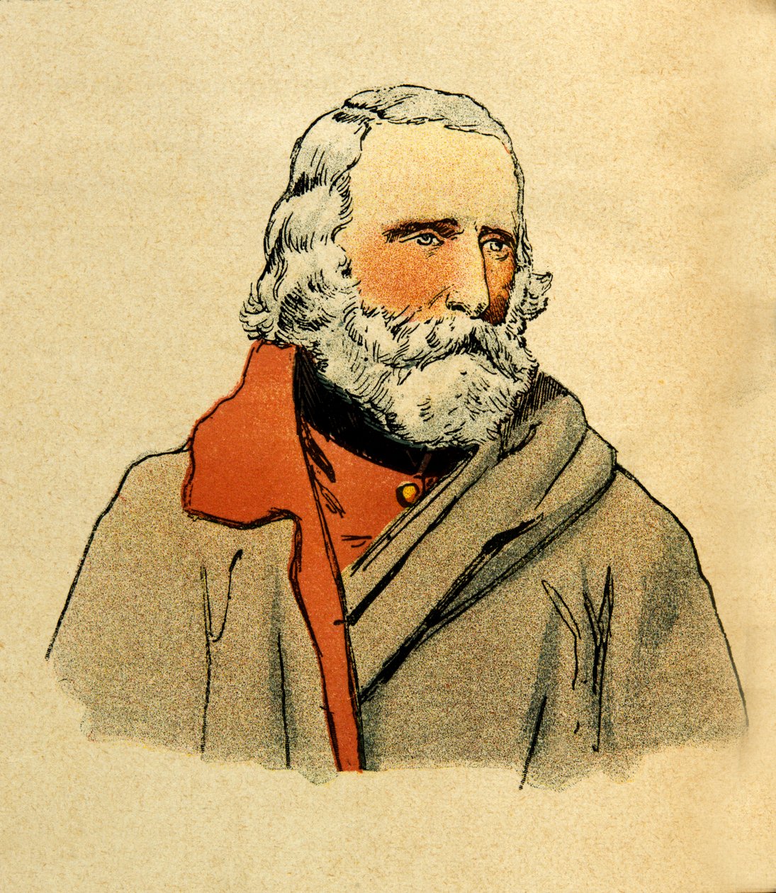 The Eastern Armee of Eugene Sergeant, kjent som Grenest, illustrert av Louis Bombled (1862-1927) (fransk-tyske krig; kampanje 1870 -1871): Portrett av Giuseppe Garibaldi (1807-1882), privat samling av Louis Charles Bombled