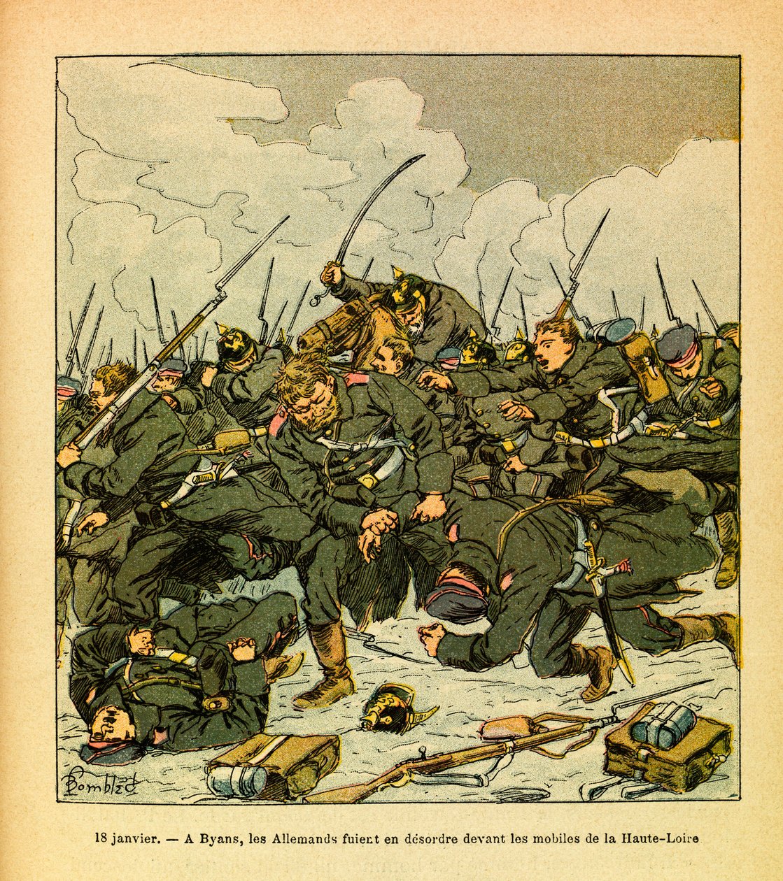 The Eastern Armee of Eugene Sergeant, kjent som Grenest, illustrert av Louis Bombled (1862-1927) (fransk-tyske krig; kampanje 1870 -1871): 18. januar av Louis Charles Bombled