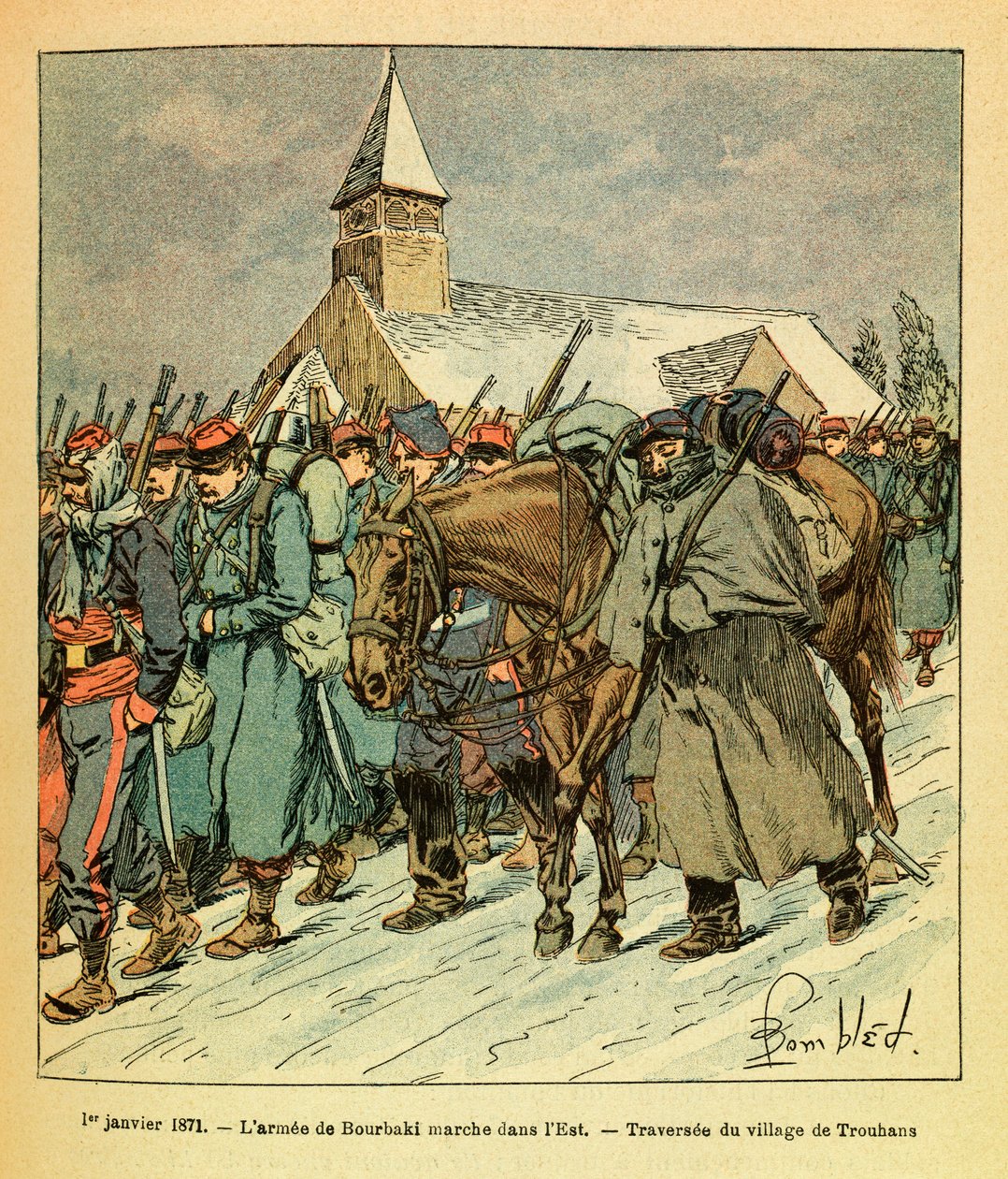 The Eastern Armee of Eugene Sergeant, kjent som Grenest, illustrert av Louis Bombled (1862-1927) (fransk-tyske krig; kampanje 1870 -1871): 1. januar av Louis Charles Bombled