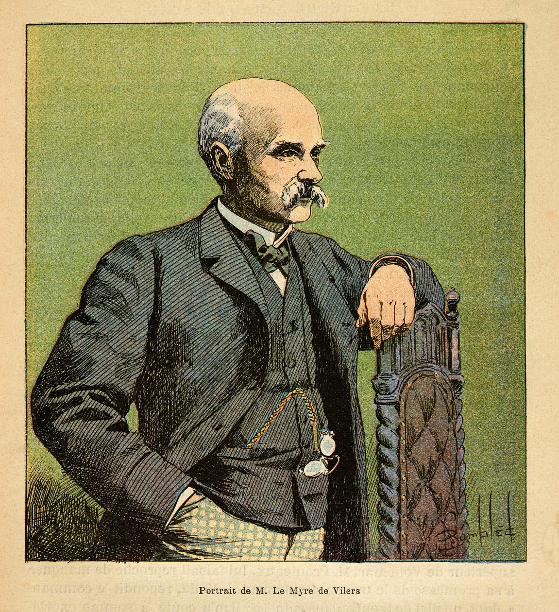 The War in Madagascar-Anecdotal History of the French Expeditions of 1885-1895 av Henri Galli dit Galllichet (1854-1922), illustrert av Louis Bombled (1862-1927): Portrait of M. Le Myre de Vilers (1833-1918) Resident general a Madagaskar i 1886, menig av Louis Charles Bombled