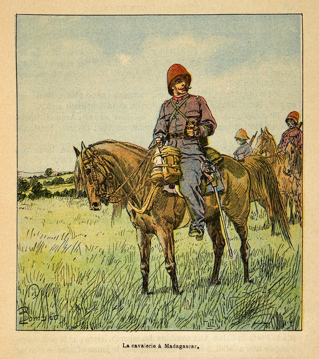 The War in Madagascar-Anecdotal History of the French Expeditions of 1885-1895 av Henri Galli dit Galllichet (1854-1922), illustrert av Louis Bombled (1862-1927): La cavalerie francaise à Madagascar, Collection Partial av Louis Charles Bombled