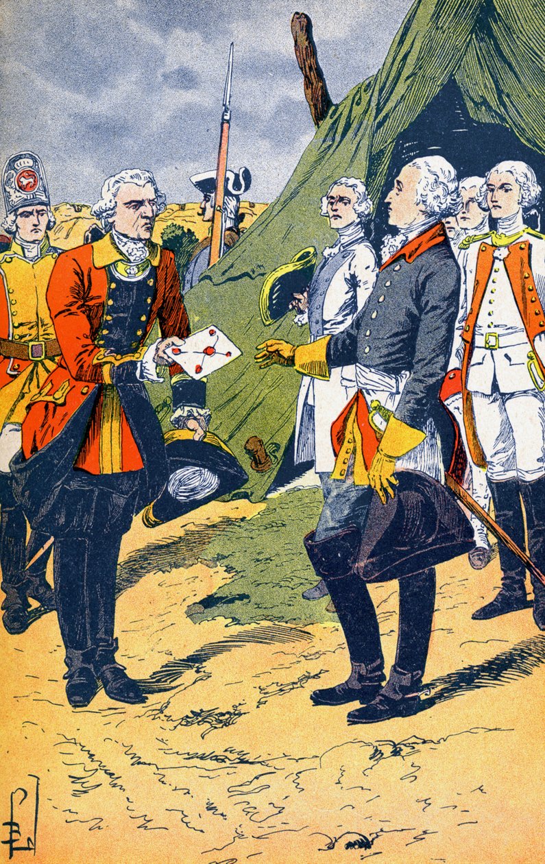 Washingtown mottar overgivelsen av Yorktown av Louis Charles Bombled